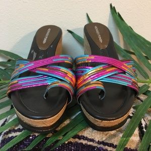 Donald J Pleiner Sz 9 Sandal Wedge, colorful